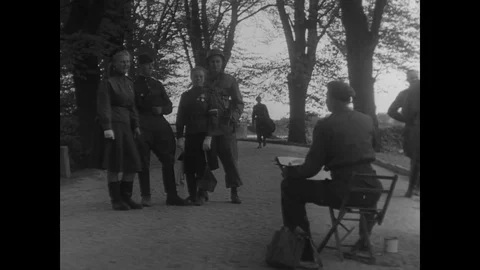 1945-Meeting / US Army / Soviet Military / Germany / 1945 Stock Footage