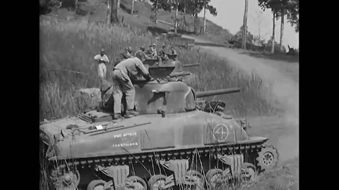 1945 - Men of the 745th Tank Battalion f... | Stock Video | Pond5