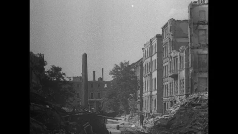 1945-Munich / War Damage / Germany / 1945 Stock Footage