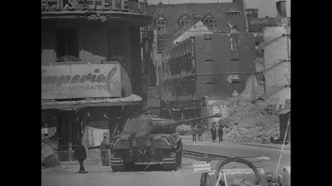 1945-Munich / War Damage / Germany / 1945 Stock Footage