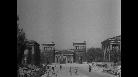 1945-Munich / War Damage / Germany / 1945 Stock Footage