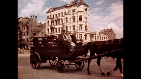 1945-People / Destruction / Berlin / Germany / 1945 Stock Footage