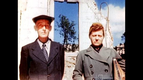1945-People / Looking at Camera / Germany / 1945 Stock Footage