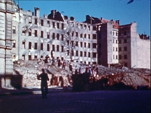 1945 POST WORLD WAR TWO GERMANY: cleaning up the rubble Stock Footage 77856842