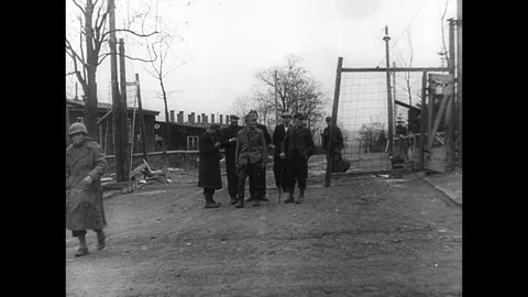 1945-Prisoner-of-War Camp / Ohrdruf / Germany / 1945 Stock Footage 77905488