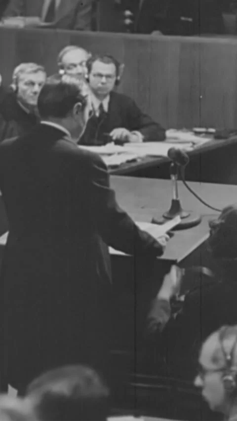 1945 - Prosecutor Robert Jackson makes his opening statement at the Nuremberg Stock Footage 284129846