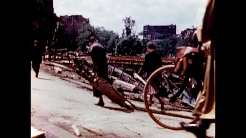 1945-Refugee / Bombed Out / City / Germany / 1945 Stock Footage