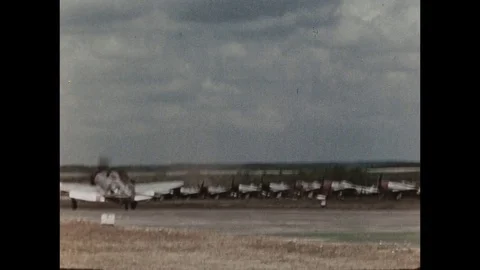 1945-Republic P-47 Thunderbolt / US Army / Germany / 1945 Stock Footage