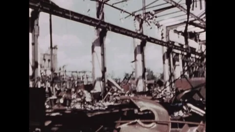 1945-Rheinmetall-Borsig / Factory / War Damage / Germany / 1945 Stock Footage