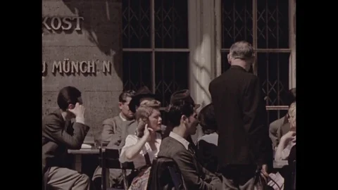 1945-Sidewalk Cafe / Postwar Period / Berlin / 1945 Stock Footage