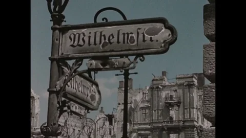 1945-Street Sign / End of War / Berlin / 1945 Stock Footage
