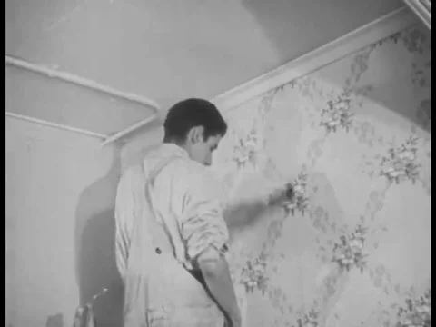 1945, Students practice stenciling in a trade school, and students apply varnish Stock Footage 83215288