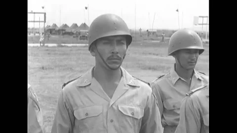 1945 - US Army Air Force inspect men of the Mexican Expeditionary Air Force, and Stock Footage 168931462
