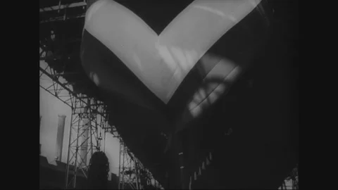 1945 - The USS Oriskany is launched from the Brooklyn Navy Yard, the USS Stock Footage