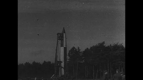 1945-V2 / Rocket Test / Cuxhaven / Germany / 1945 Stock Footage 77852855