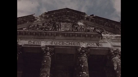 1945-War Damage / Reichstag / Berlin / 1945 Stock Footage