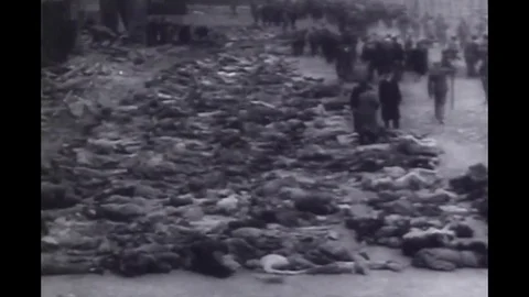 1945-WORLD WAR TWO: Nazi concentration death camp victims (graphic) Stock Footage