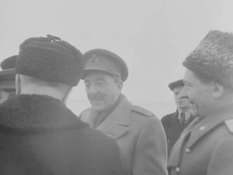 1945 - Yalta: Delegates talking Stock Footage 221396820
