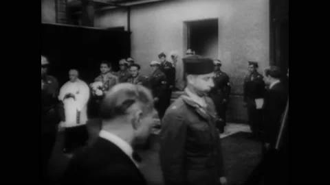 1946 - Dachau concentration camp killers Simon Kiern and Dr. Claus Schilling are Stock Footage 226848265