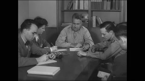 1946 - General Groves, director of the Manhattan Project, explains how the Stock Footage 166830458