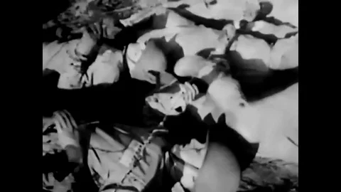 1946 Members of the First Infantry Division shoot guns during basic training, Video stock 83613481