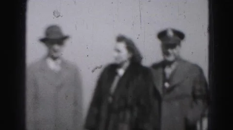 1946: men of authority with fancy women in fur coat HARRISBURG Stock Footage