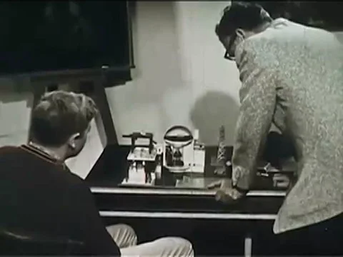 1946 -- Propulsion equipment is installed in the engine room on the warship, Stock Footage