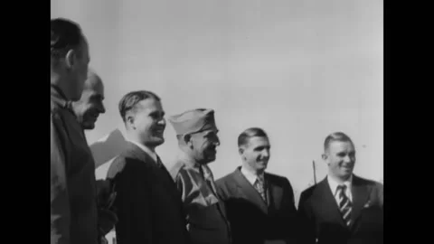 1946 - View of the hangar at White Sands, New Mexico, where rockets are Stock Footage 221916476