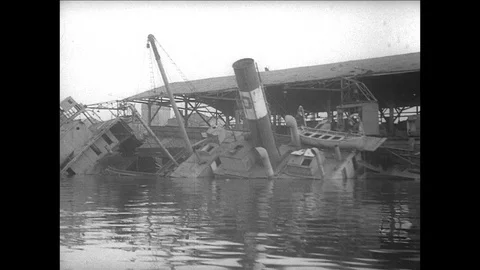 1946-War Damage / Harbor / Hamburg / Germany / 1946 Stock Footage