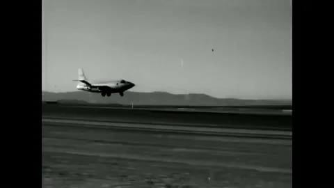 1947 - Pilot Chuck Yeager lands a Bell XS-1 transonic research aircraft and Stock Footage 86407984