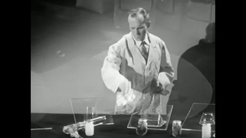 1947 - Various Plexiglas pieces are displayed on a table. Stock-Footage 79451456