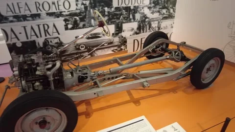 1948 Austin A40 bare chassis exhibit Stock Footage 339264327