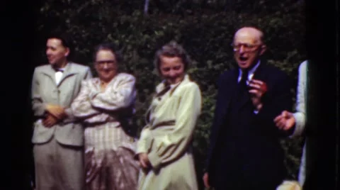 1948: family outing is seen in garden area DENMARK Stock Footage