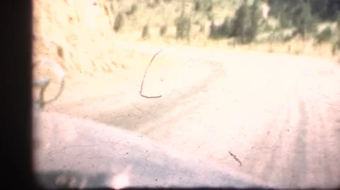 1948  ,mountain driving window view old car Stock Footage 57247772