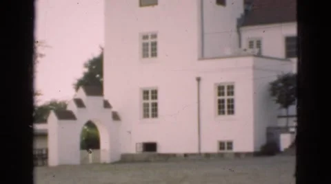 1948: scenic view of beautiful building on bright day. DENMARK Stock Footage