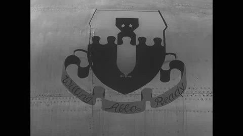 1949 - Captain James Gallagher inspects the crew of a B-50 plane before they Stock Footage 230270572