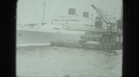 1949: ships in harbor and boats sailing past VENICE, ITALY Stock Footage