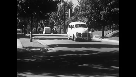1950 - A boy scout troop aids police in trying to find a missing girl. Stock Footage 83048291