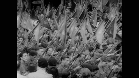 1950 - Communist demonstrations and violent protests take place in Berlin, Stock Footage 162731627
