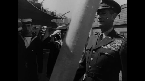 1950-Mark W. Clark / Troop Visit / British Navy / 1945 - 1950 Stock Footage