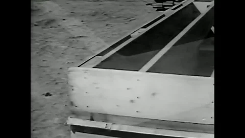 1950 - Sailors measure the layout of a semipermanent administration building Stock Footage 79447520