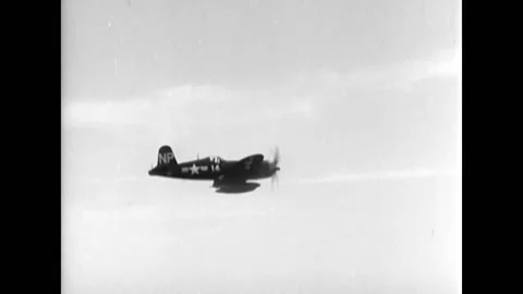 1950 - US Navy Corsairs fly towards Seoul. Stock Footage 203713552