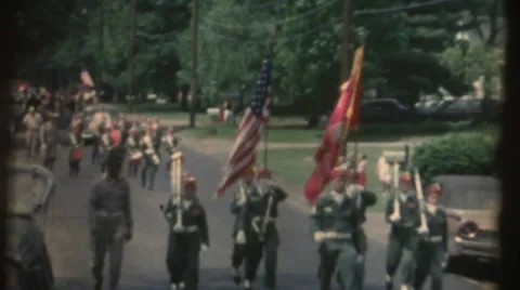 1950's & 60's  vintage, small town parade Stock Footage