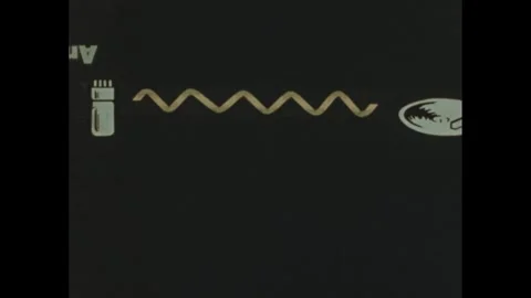 1950s: Animated sine waves emit from oscillator, amplifiers and turntable. Sound Stock Footage 242276896