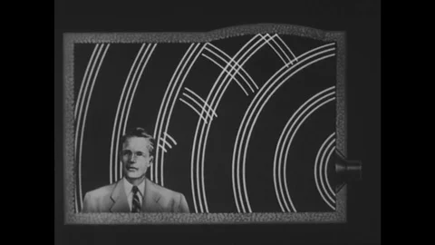 1950s: Animation of sound waves hitting listener. Stock Footage 74659207