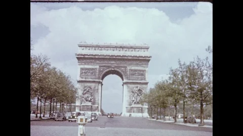 1950s:  Arc de Triumph in Paris. Horses and guards in London, England. View 動画素材 82272722