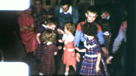 1950s Children Kids Square Dance County Western Dancing Vintage Film Home Movie Stock Footage
