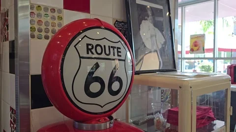 1950s Classic Diner 50s Cafe Restaurant Interior Route 66 California USA Stock Footage 238646341