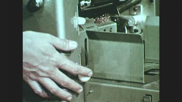 1950s: Close up, hand pulls switch on machine. Hand pulls switch. Hand pushes 動画素材 85829116
