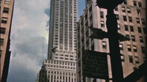 1950s EMPIRE STATE BUILDING from Below Skyscraper NYC Vintage Film Home Movie Stock Footage 11858131